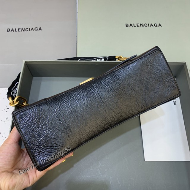 Balenciaga專櫃新品速遞Downtown鏈條單肩包 巴黎世家大號黑色經典Hourglass包 fyj1353